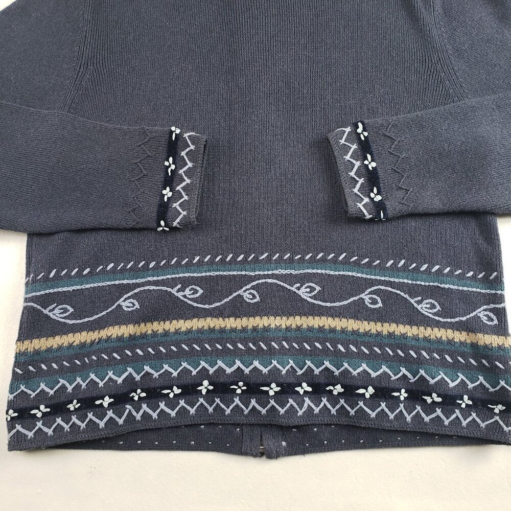 Vintage Woolrich Embroidered Sweater Women Large Blue Full Zip Cardigan Grandma - Picture 7 of 12